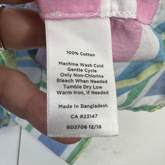 Talbots Petite Top Size LP L Popover Top Striped White Pink Blouse Pastel Collar - Picture 10 of 11